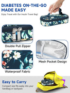 Insulin Vial Cooler Travel Case – TSA Approved Diabetic Medication Vial Cooling Bag, Refrigerated Diabetes Supplies Organizer, Portable Mini Cooler Case with Protective Ice Brick (Camellia)