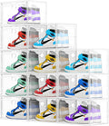 Large Clear Shoe Storage Boxes 8 Pack, Hard Plastic Shoe Organizer Containers for Sneaker, Shoe Boxes Clear Plastic Stackable, Sneaker Storage Display Case Fit up to US Size 13