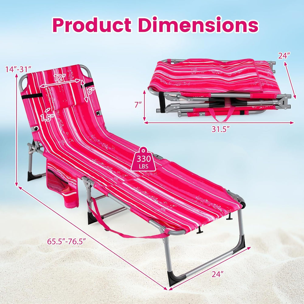COSTWAY Tanning Chair with Face Hole, Folding Sun Bathing Lounge Chair with A...