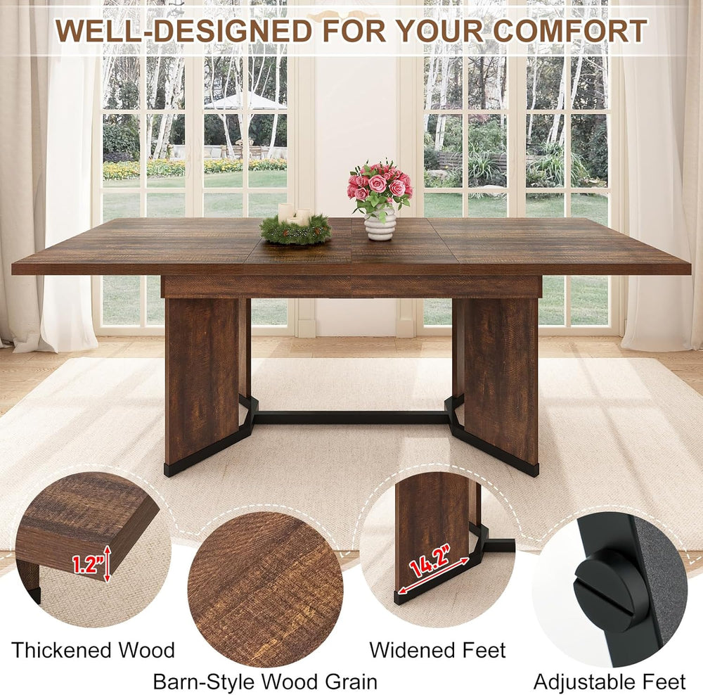 86 in Extendable Dining Table for 6 8 10 People,59"-86" Farmhouse R...