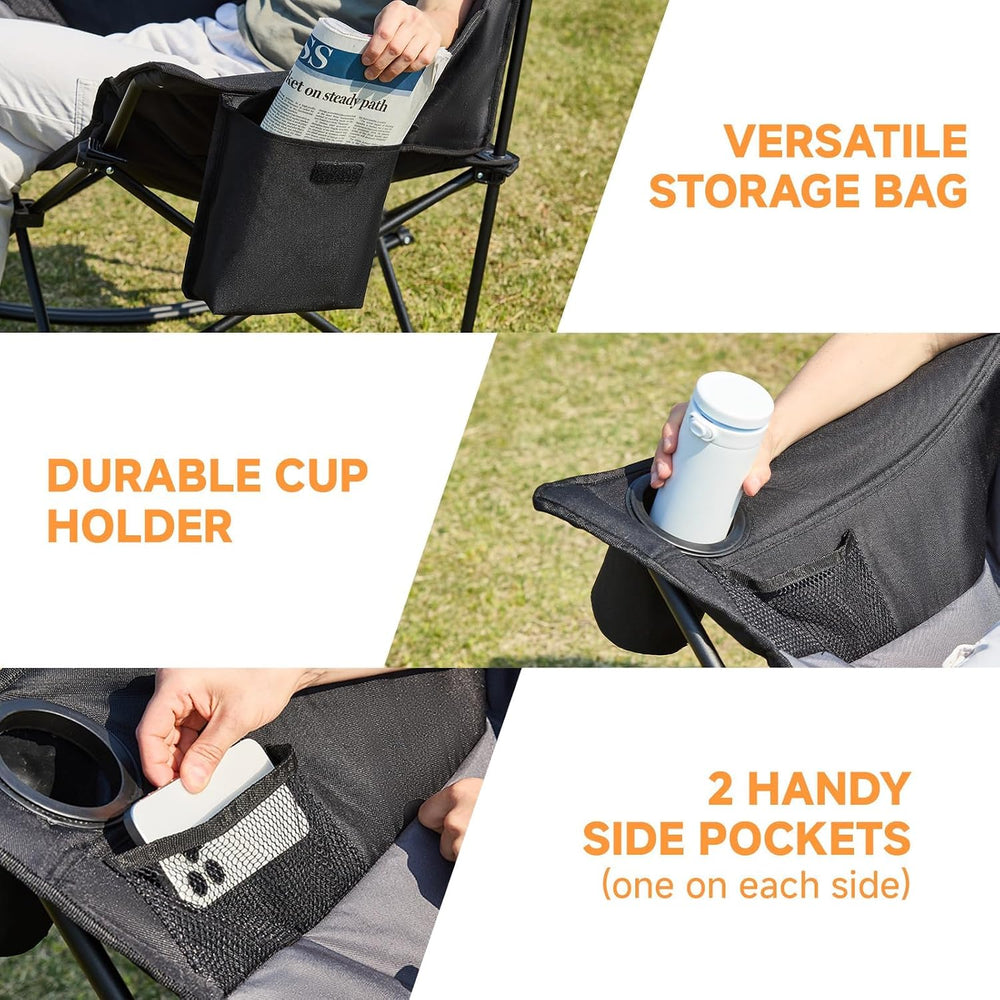 Youtanic Oversized Folding Rocking Camping Chair, Padded Portable Rocking Cha...