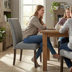 Furniliving Upholstered Dining Chairs Set of 4 - Line Fabric Modern Farmhouse Kitchen Chairs, High-Back Dining Room Chairs with Wooden Legs for Kitchen Dining Room Living Room.Grey