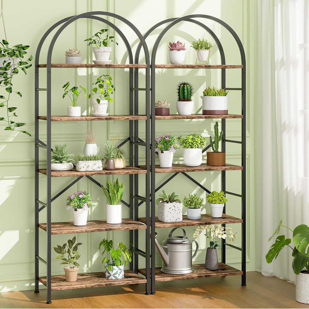Shintenchi Bookshelf, Arched Bookshelf 5 Tier Bookcase, Tall Shelf for CDs/Bo...