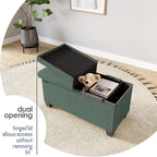 STORAGEBUD Storage Ottoman Bench with Bins, 30-in Storage Bench for Bedroom End of Bed, Folding Foot Rest Ottoman for Living Room Max 660lbs, Fabric Ottomans, Green