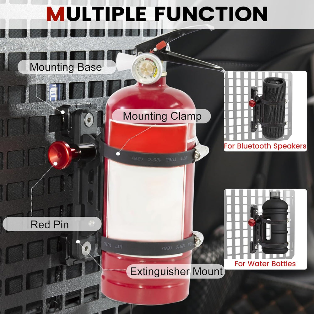 Molle Panel Fire Extinguisher Mount with Aluminum Base Fit 1-2IN Slot Holes