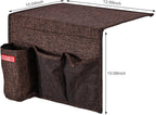Linen 4 Pockets Bedside Caddy, Bedside Storage Organizer for Magazine, Remotes, Phone (Coffee)