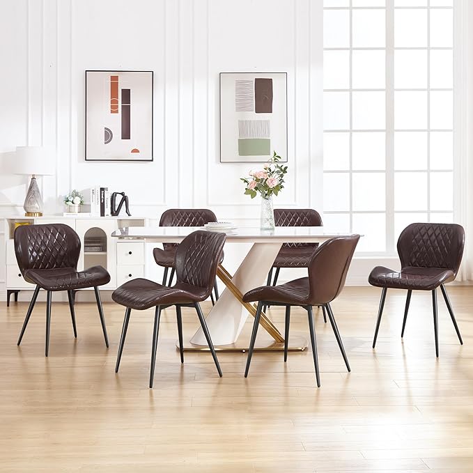 Dining Chairs Set of 6, Comfy Modern Dining Chairs with Thick Cushions, Uphol...