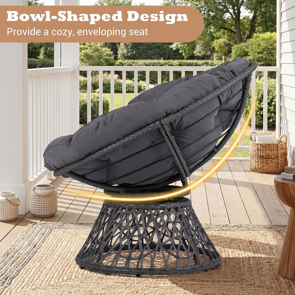 Giantex Wicker Papasan Chair with Soft Thick Cushion and High Capacity Metal ...