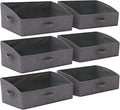 TENABORT 6 Pack Trapezoid Large Foldable Closet Storage Bins with Handle, Fabric Storage Organizer Cube Colth Containers Linen Box Shelf Baskets for Clothes Clothing Shelves Wardrobe