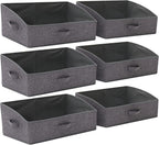 TENABORT 6 Pack Trapezoid Large Foldable Closet Storage Bins with Handle, Fabric Storage Organizer Cube Colth Containers Linen Box Shelf Baskets for Clothes Clothing Shelves Wardrobe