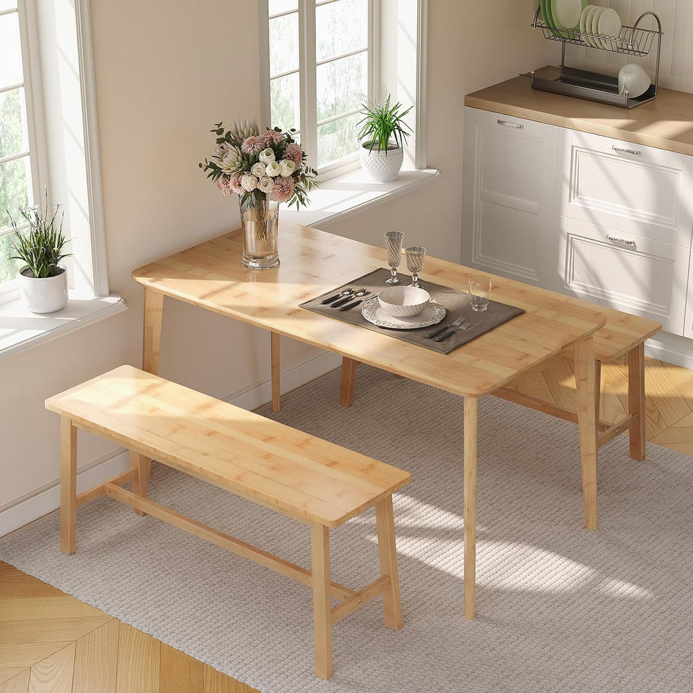 HOOBRO 39.3'' Bamboo Dining Bench, Farmhouse Table Bench, Kitchen &am...