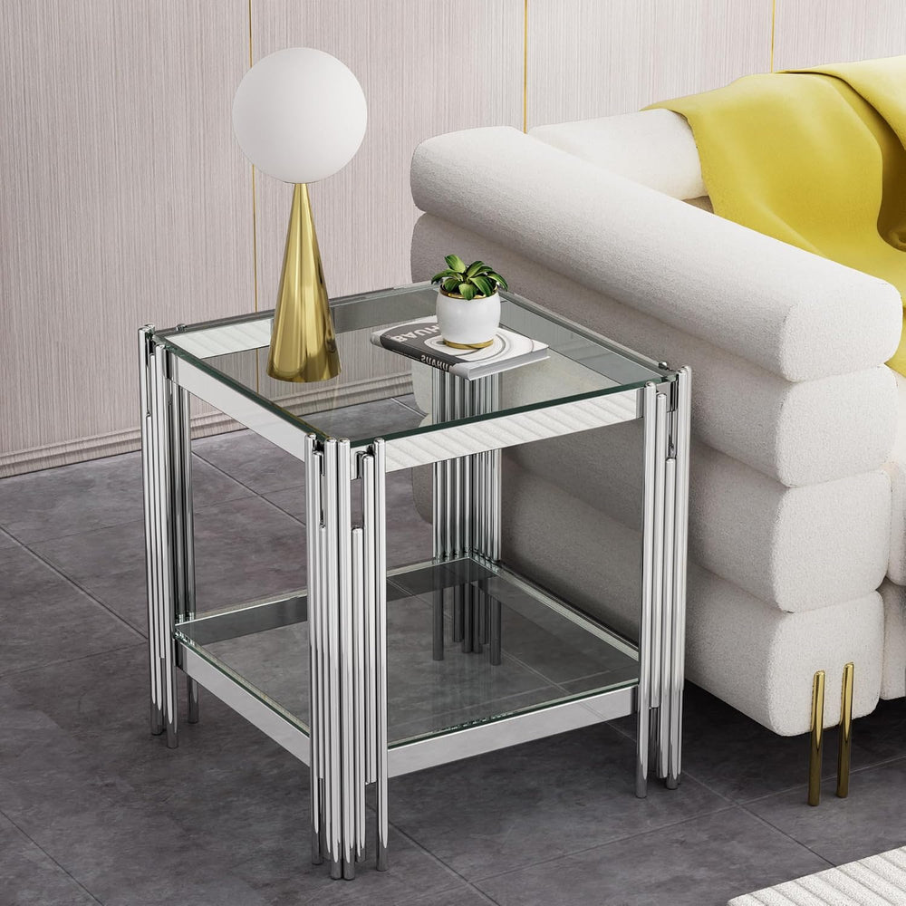 SSLine Modern 3 Piece Living Room Table Set, Includes 1 Coffee,1 End and 1 Co...