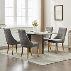 Grey Mid Century Dining Chairs Set of 4, Modern Kitchen & Dining Room Chairs Set of 4, Chenille Fabric Upholstered Kitchen Chairs for Dining Table, Sillas de Comedor, Gold Legs (Gray, 4 Pcs)