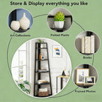 BIGTO Tall Ladder Display Shelf 16.55"*15"*69.3", Black Metal Corner 5-Tier Bookshelf Home Furniture