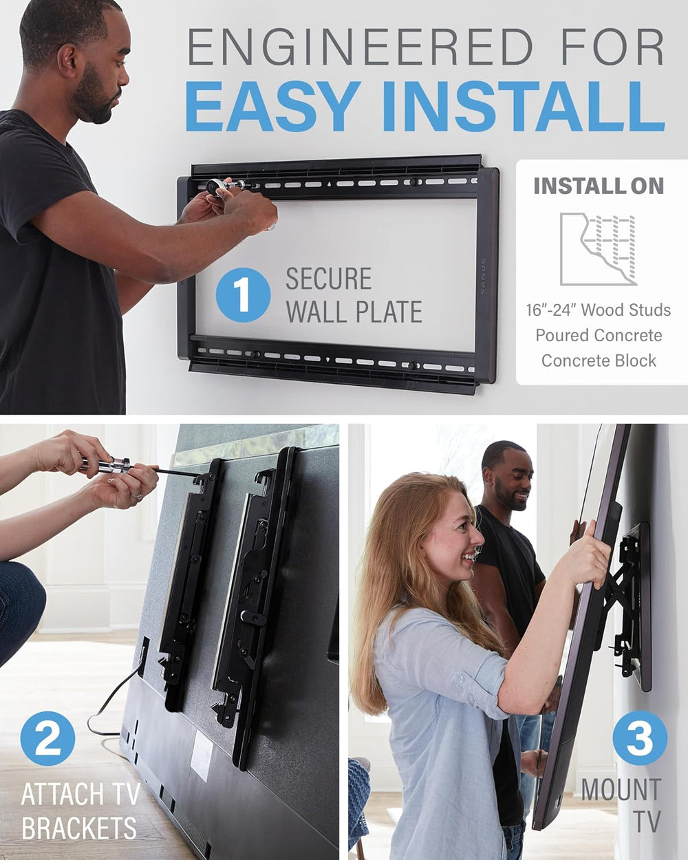 SANUS Preferred Extendable Tilt TV Wall Mount for 42 to 90 inch Screens up to...