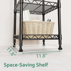GIOTORENT 5 Tier Standing Shelving Metal Units, Adjustable Height Wire Shelf Display Rack for Laundry Bathroom Kitchen 11.8 W x 11.8 D x 50 H (5-Tier, Black)