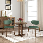Dining Chairs Set of 6, Curved Back Kitchen Room Chairs with Metal Legs and Anti Slip Pads, Upholstered Dining Chair for Home and Restaurant, Green