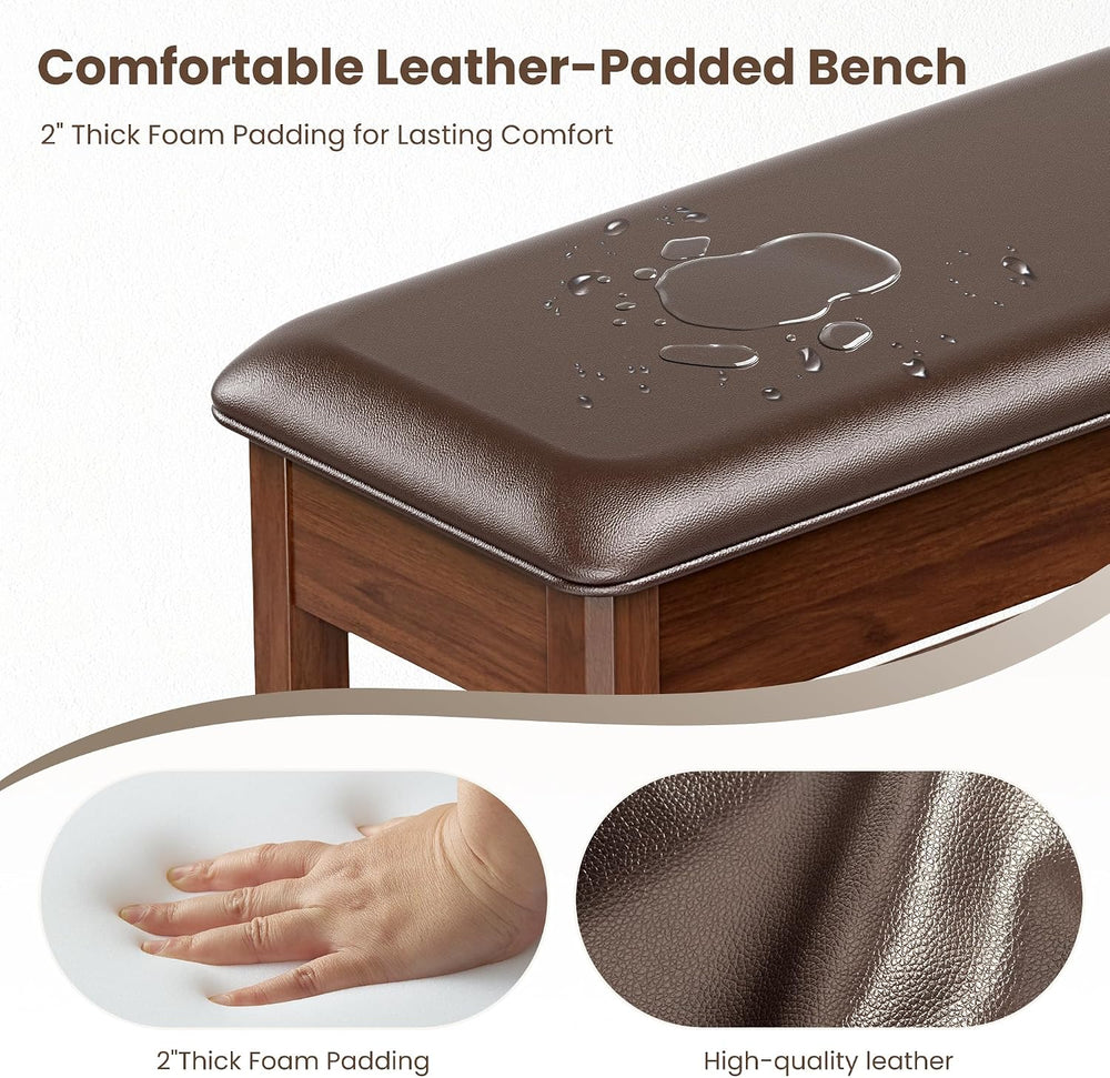 LBT Shoe Bench with Storage, Solid Rubberwood Shoe Rack Bench for Entryway | ...