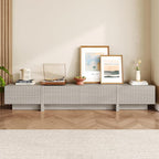 98" TV Stand for Living Room, Modern Entertainment Center with Drawers & Storage Compartments, Large TV Console Fits 55”-95” TVs, Square Top with Grooved Drawer Fronts & Stable Base,Grey