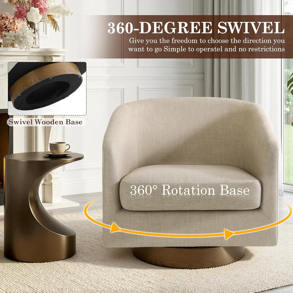 Swivel Barrel Accent Chairs Set of 2, Fabric Upholstered Armchair for Living ...