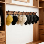 SKOLOO 43-Inch Wood Coat Rack Wall Mount with 8 Triple Hooks - Ideal for Family Entrances, Classrooms, and Pet Supplies Storage - Perfect Coat Hooks for Wall,Charred Golden Brown