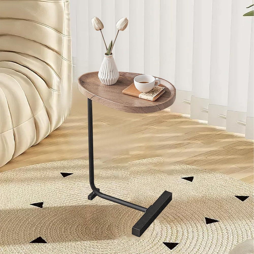 LUCKYERMORE C Shaped End Table,Sofa Side Table with Metal Base,Large Circular...