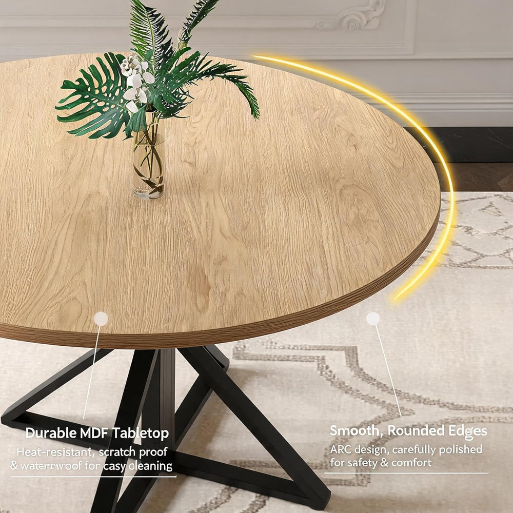 GarveeHome 47 Inch Round Dining Table for 4-6, Circle Kitchen Table with Pede...