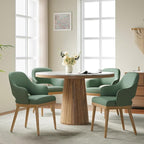 Wooden Dining Chairs Set of 4, Modern Fabric Upholstered Dining Room Chair, Kitchen Side Chairs, Farmhouse Dinner Chair with Open Back for Kitchen, Green