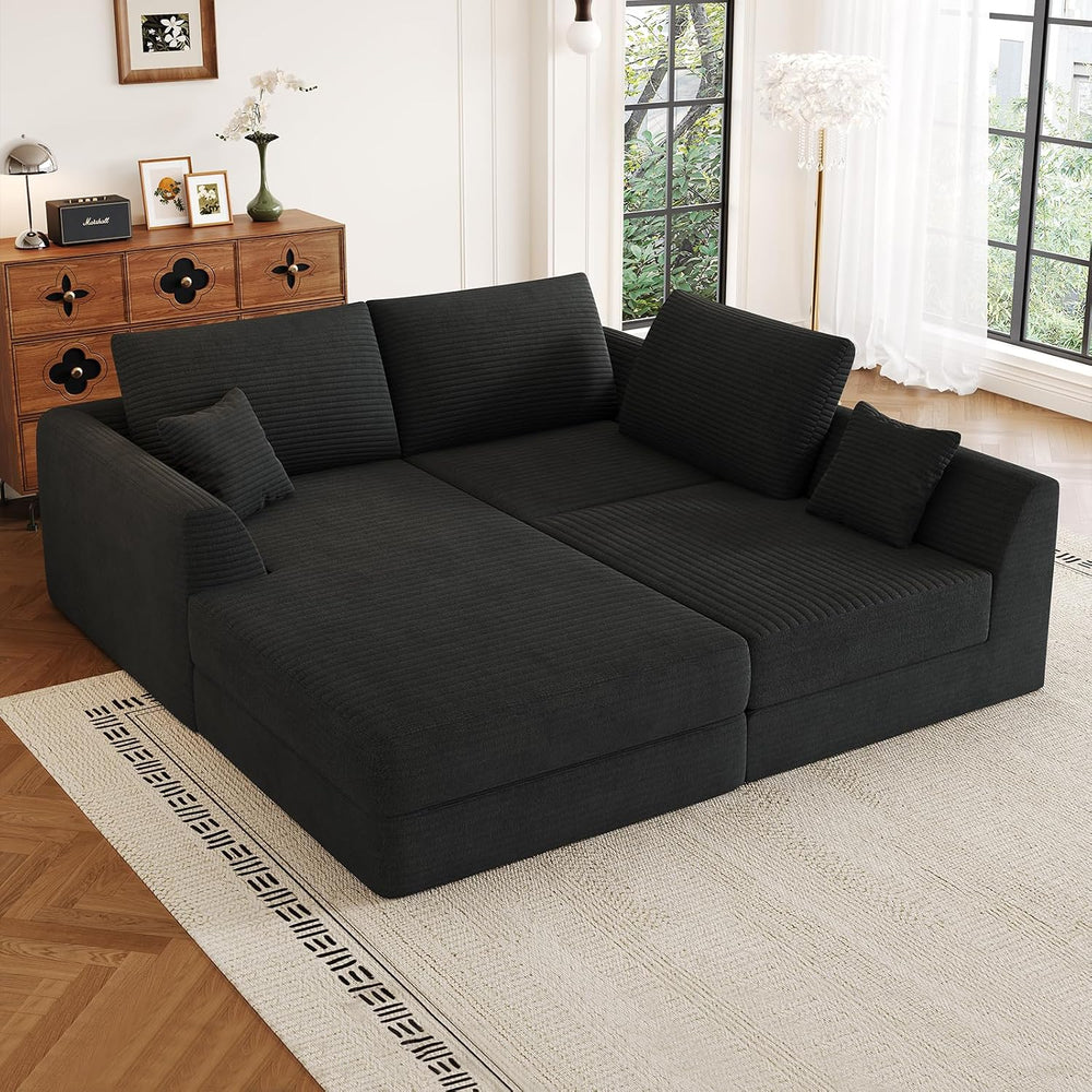 106” Modular Sectional Sofa, Cloud Sectional Couch with Deep Seat, Modern Mod...