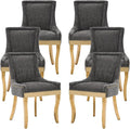 Dining Chairs Set of 6, Kitchen & Dining Room Chairs, Chenille Fabric Upholstered Dinning Chairs, Sillas De Comedor, Nailhead Trim, Metal Legs (Grey, 6 Pcs)