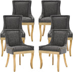 Dining Chairs Set of 6, Kitchen & Dining Room Chairs, Chenille Fabric Upholstered Dinning Chairs, Sillas De Comedor, Nailhead Trim, Metal Legs (Grey, 6 Pcs)