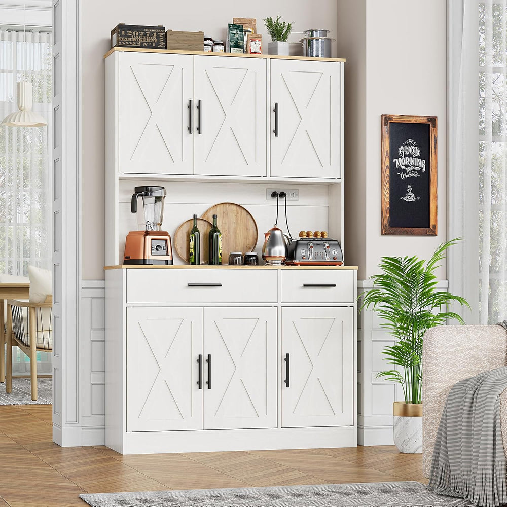 Shintenchi Pantry Cabinet with Charging Station, 70” Tall Kitchen Storage Cab...