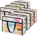 Clear Under Bed Storage Containers - 8 Pack Large Capacity Clothes Storage Bags with Lid & Sturdy Handles, Foldable Moving Bags, Clothing Organizer Totes for Bedding, Comforter, Sheet（60 L）