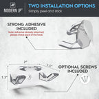 Modern JP Adhesive Hat Hooks for Wall (8-Pack) - Hat Rack for Baseball Caps, Minimalist Hat Display, Strong Hold Hat Hangers for Wall - USA Patented, Clear