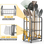 Ultrawall Garden Tool Organizer Stand, Yard Tool Storage Rack with Lockable Wheels, Garage Tool Storage for Rake, Brooms, Indoor & Outdoor Use