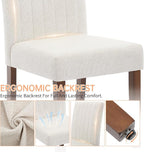 Upholstered Dining Chairs Set of 4, Button Tufted Parsons Chairs with Wood Legs and Padded Seat, Modern Fabric Side Chairs for Dining Room Kitchen Farmhouse Hotel, Beige