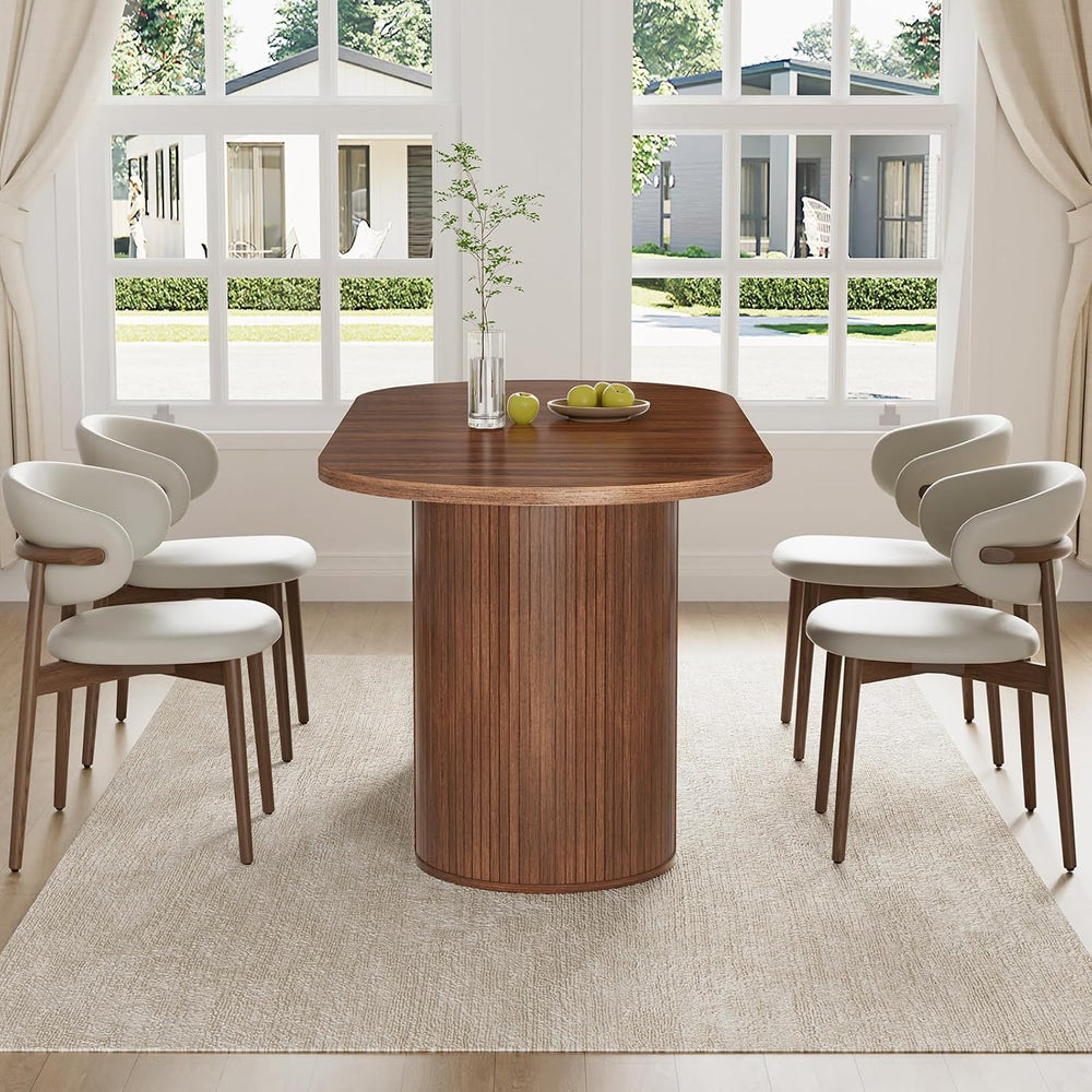 HOMMPA 70.8" Oval Dining Table for 4 6 Person Kitchen Table with Semi-Cy...