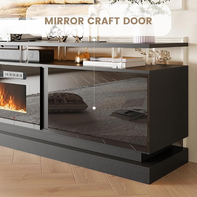 80" Fireplace TV Stand, Modern Entertainment Center for TVs Up to 90&quo...