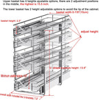 DINDON Pull Out Cabinet Organizer (7-1/2" W x 21-1/2"D), Cabinet Pull Out Shelves, 2 Tier Pull Out Drawers for Kitchen Cabinets, Wire Basket Slide Out Shelf for Cabinet Organization