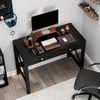ChooChoo Home Office Desk Writing Computer Table Modern Design Black Desk with Drawers, Makeup Vanity Table