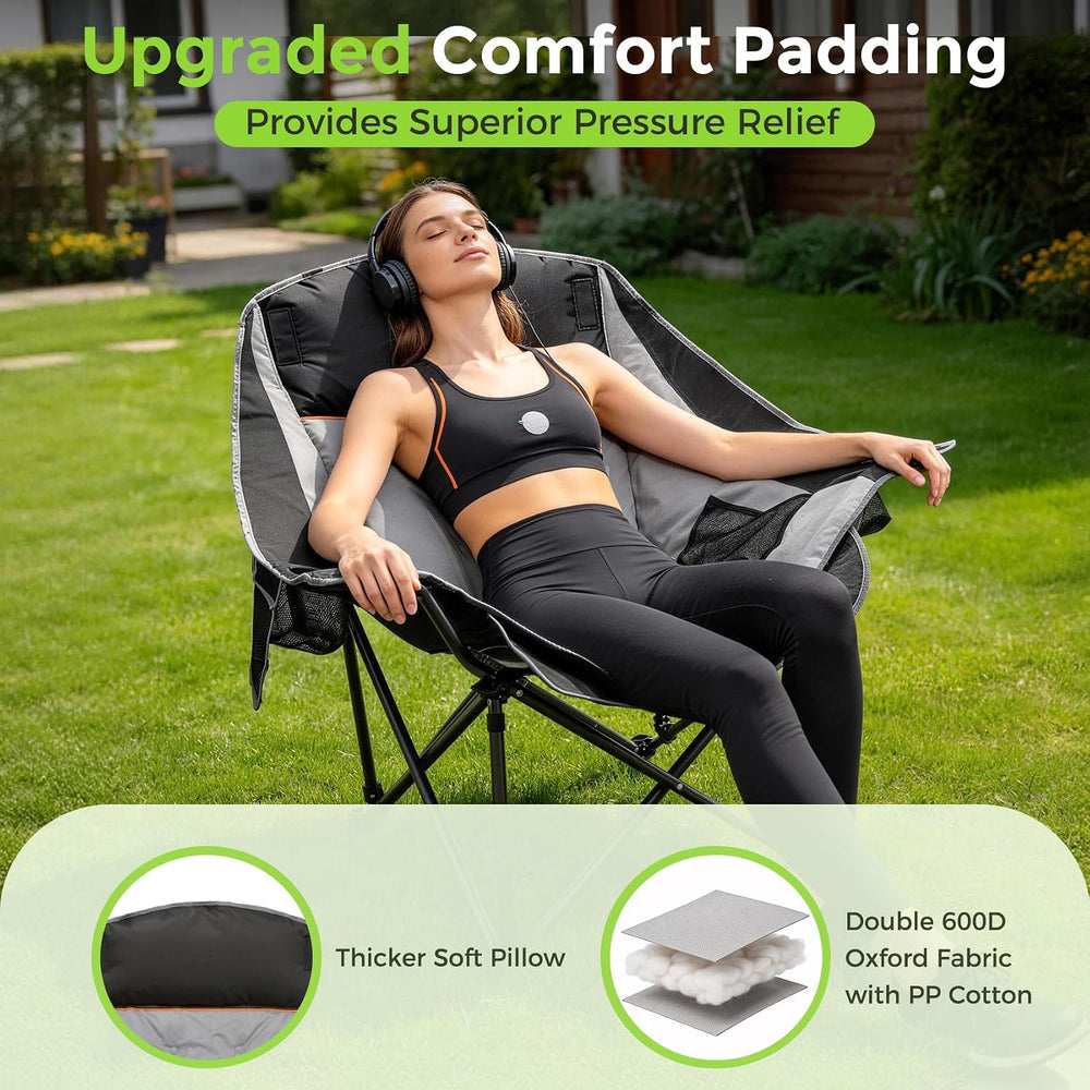 Suteck Oversized Camping Chairs for Adults - Heavy Duty Padded Camping Chair ...