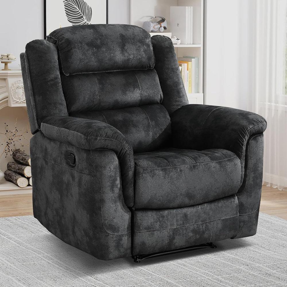 EBELLO Manual Recliner Chair, Soft Fabric Recliner Sofa with Overstuffed Armr...