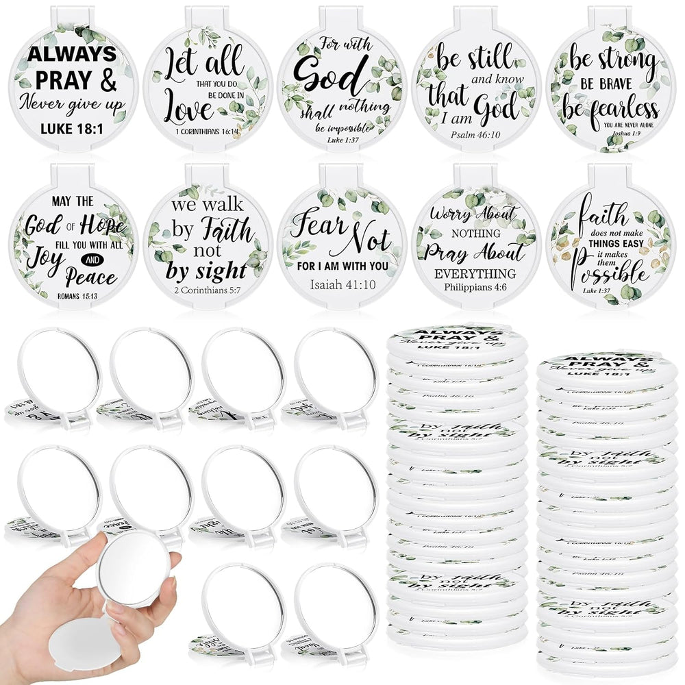 GlikCeil 80 Pcs Christian Compact Mirrors Bulk, Bible Verse Mini Gifts