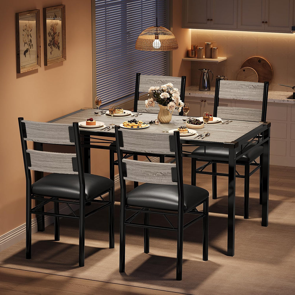 IDEALHOUSE Wood Dining Table Set for 4 with Corner Protector, Kitchen Table C...