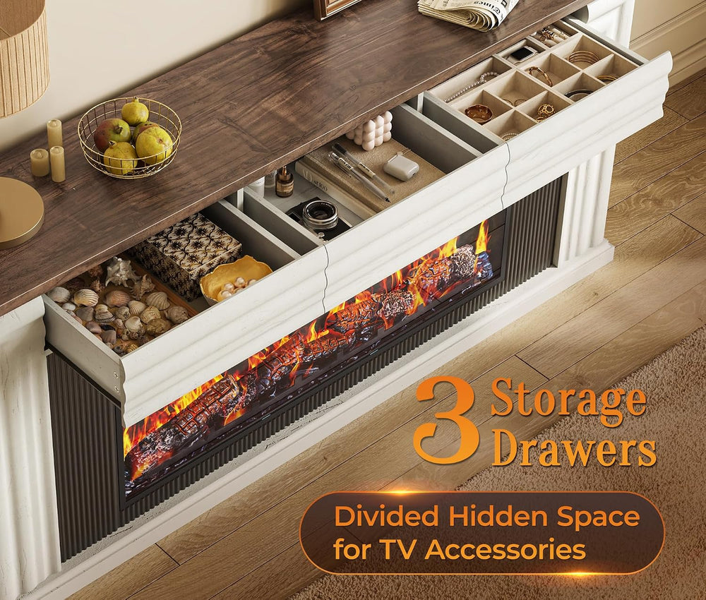PRAISUN 70'' Fireplace TV Stand with 42'' Electric Fireplace,...