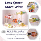 Gusto Nostro Countertop Wine Rack - 14 Bottle Freestanding Modern Metal Wine Rack - 3 Tier Tabletop Wine Holder Stand for Cabinet, Pantry Wine Bottle Storage - No Assembly Required (Small, Rose Gold)
