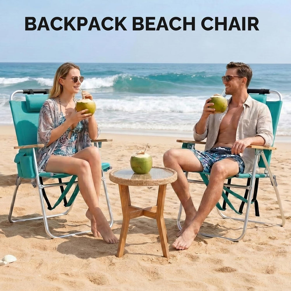 Bonnlo 17“ Lightweight High Backpack Beach Chair, 2 Pack Portable Tall Beach ...