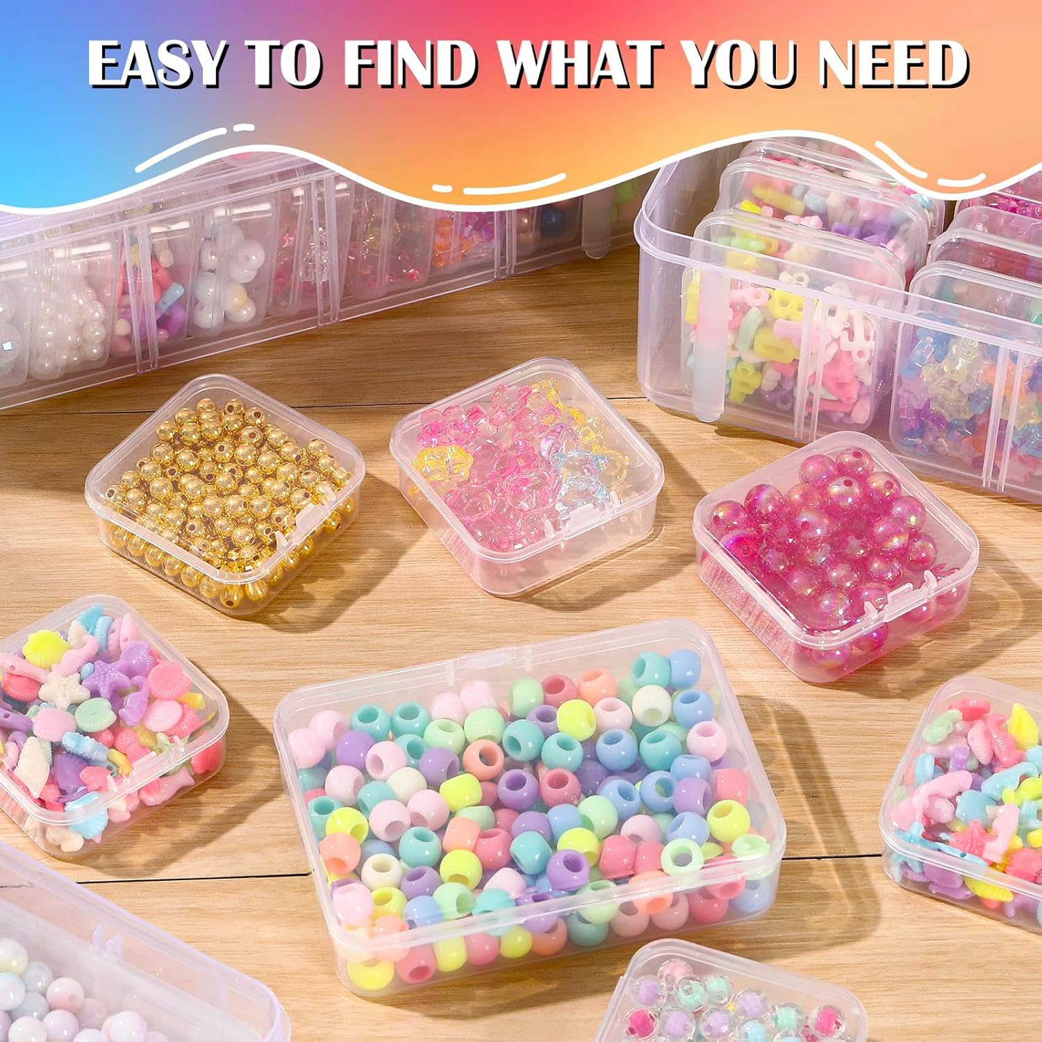 VTG Bead Organizer Box, 84 Pcs Small Plastic Containers with Lids, 4-Tier Stackable Storage Box, Clear Organizers for Jewelry Toys Craft Storage
