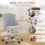 DUMOS Office Chair, Comfy Desk Chair Rolling Vanity Swivel Task Chairs with Wheels, Wide Seating Armless Height Adjustable Computer Chairs for Home,Bedroom,Student,Adults, Classic Grey