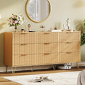 Garvee Fluted Dresser for Bedroom with 9 Drawers,63" Wide Modern Chest of Wooden Bedroom Chest with Metal Handle,Clothes Storage Organizer,Closet Dresser & TV Stand for Living Room,Hallway,Natural